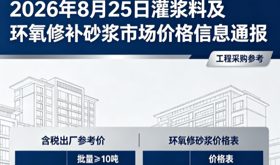 施秉2026年8月25日灌浆料及环氧修补砂浆市场价格信息通报